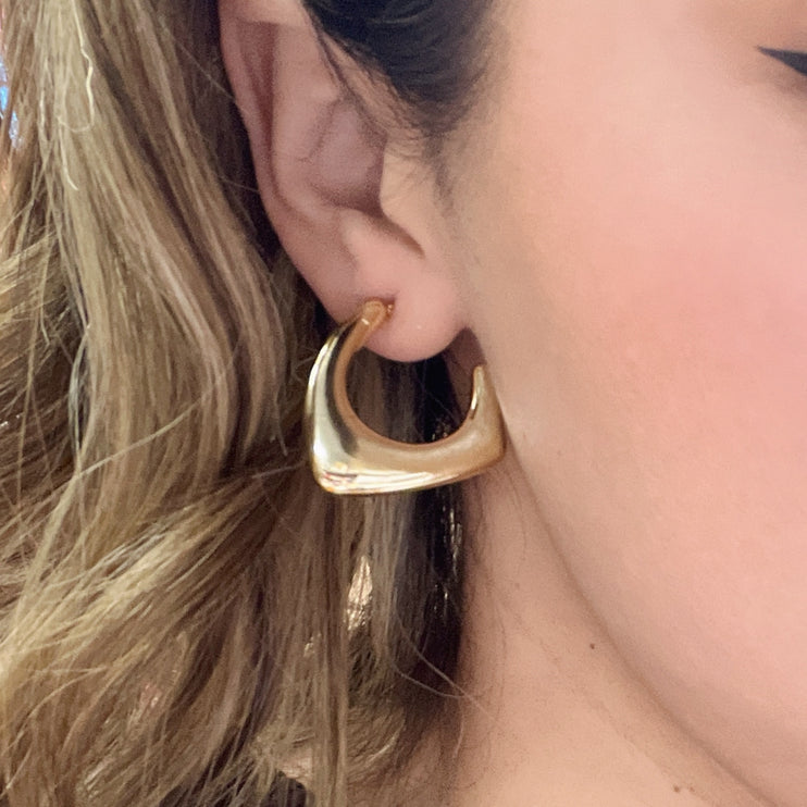 12 pc Chunky Asymmetrical Earrings Gold & Silver