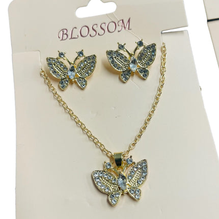 12 sets Butterfly Necklace with Earrings