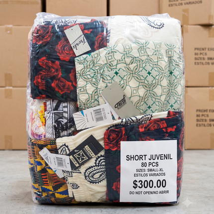 Wholesale Youth Print Shorts Lot – Assorted Styles & Sizes (80 Pcs)