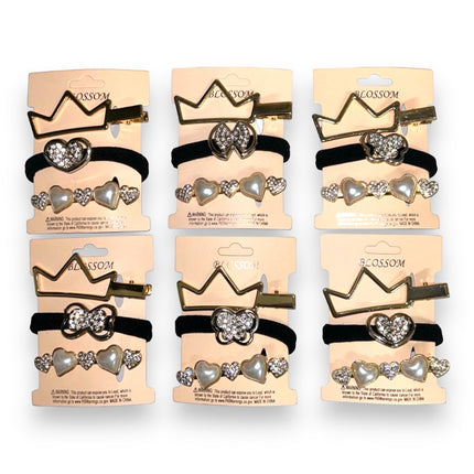 12 pcs Crown Clip and Hair Ties