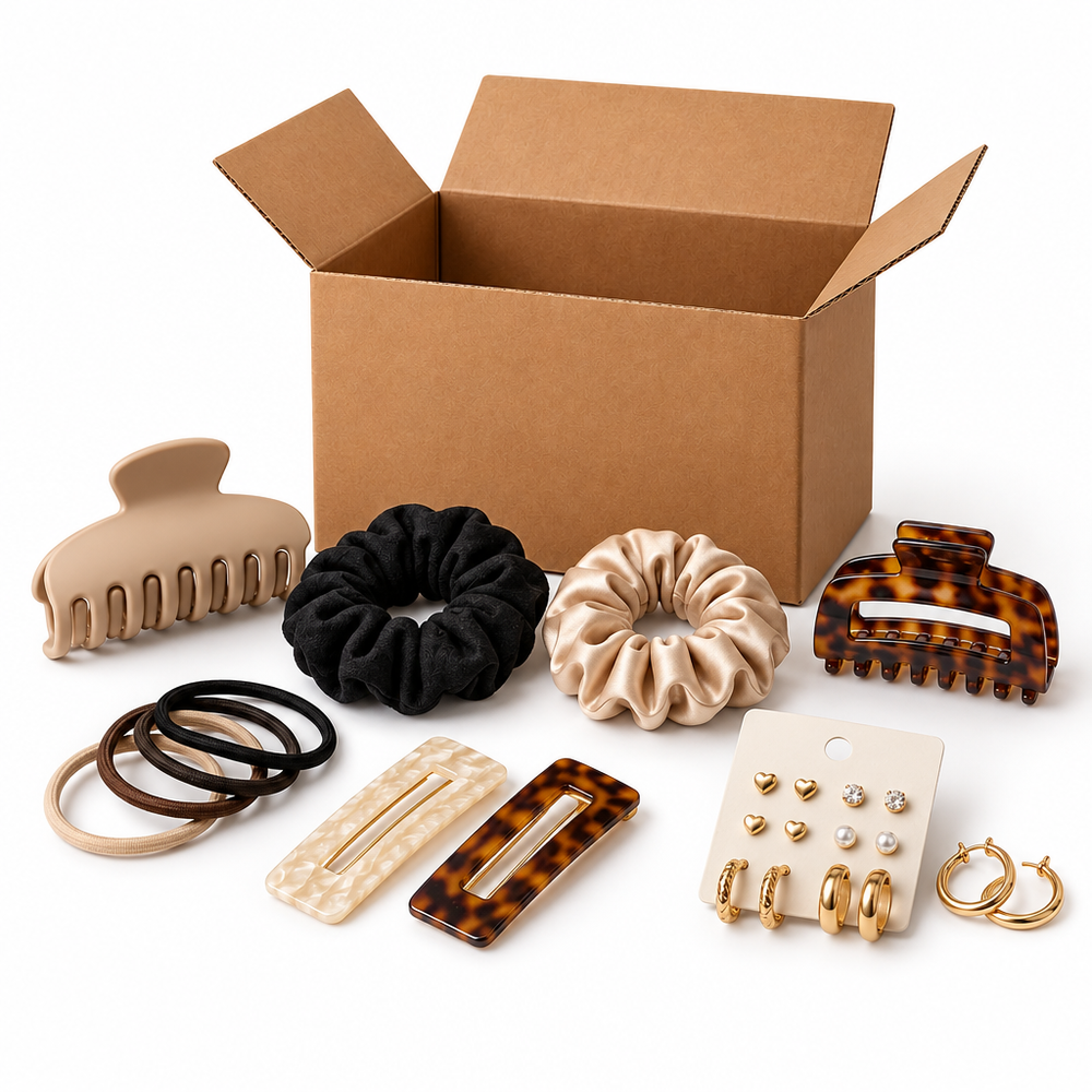 Illustration of assorted wholesale accessories; actual assortment varies.